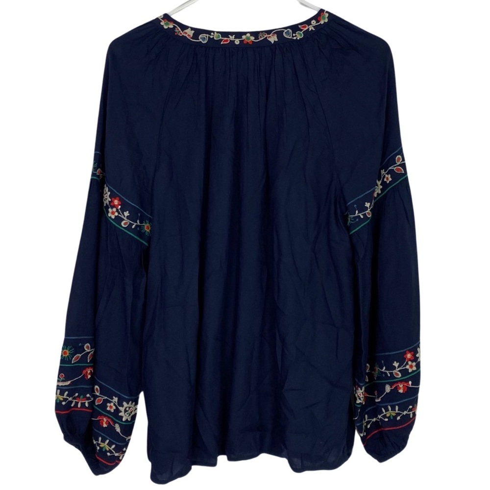 Velvet by Graham & Spencer Navy Embroidered Blouse - Picture 3 of 7